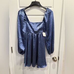 NWT Altar’d State Madeleine Satin Long Sleeve Mini Dress